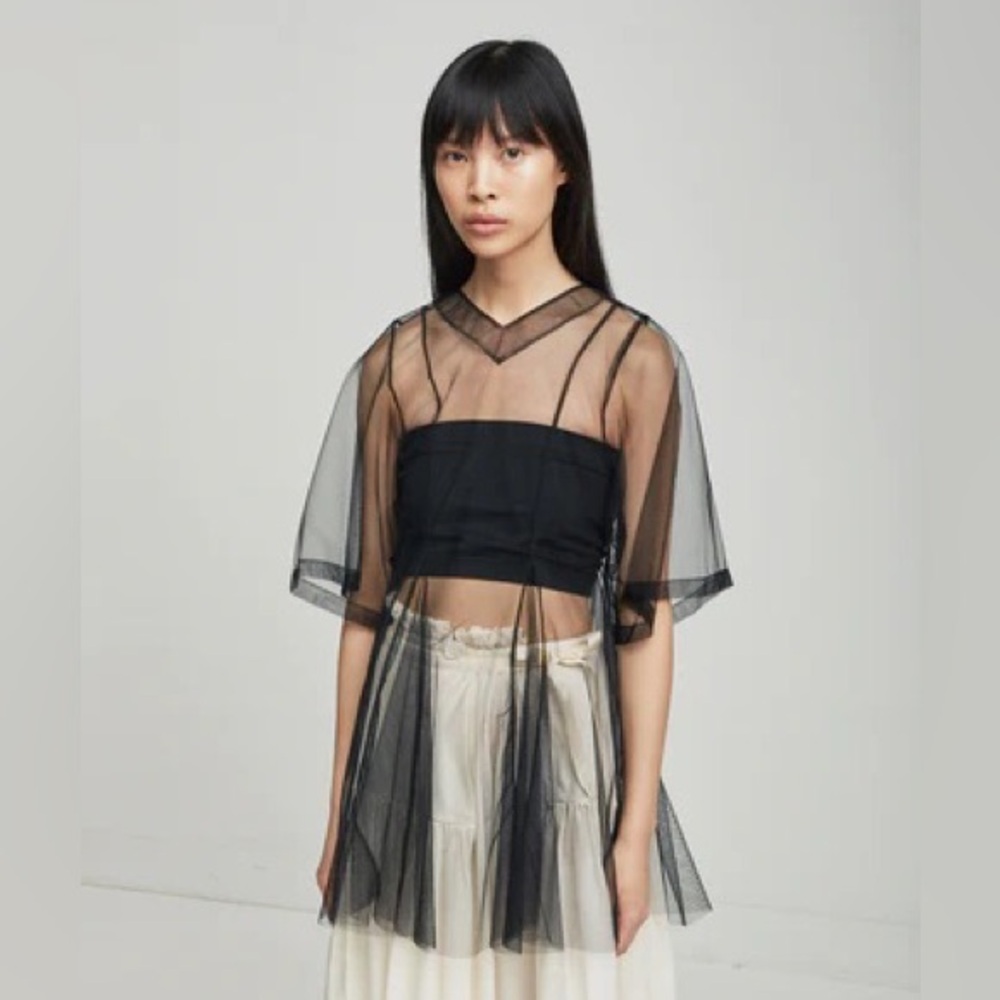 Sheer mesh tuile top